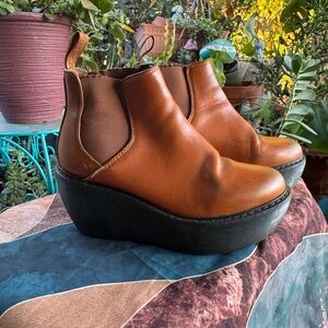 Dr. Martens Tan Leather Platform Chelsea Boots